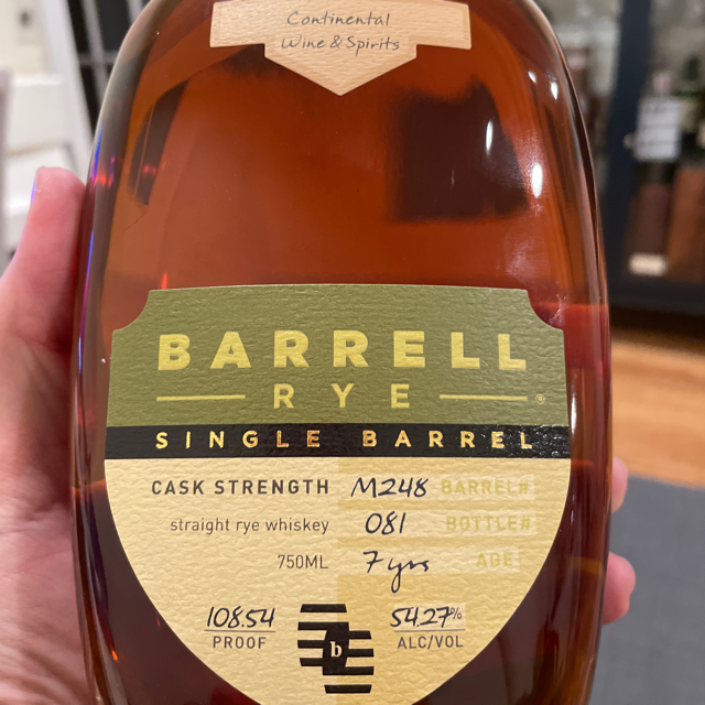 Barrell Rye Single Barrel (M248 - Continental Wine & Spirits)