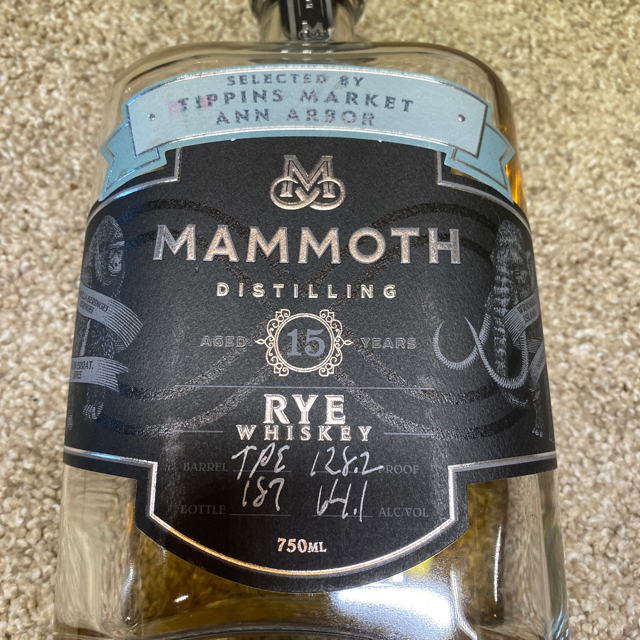 Mammoth 15 Year Single Barrel Rye (Tippins Market - Ann Arbor) "Pineapple Express"