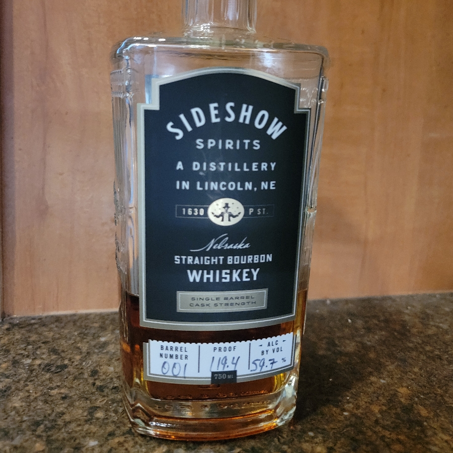 Sideshow Spirits Nebraska Straight Bourbon Whiskey Single Barrel Cask Strength