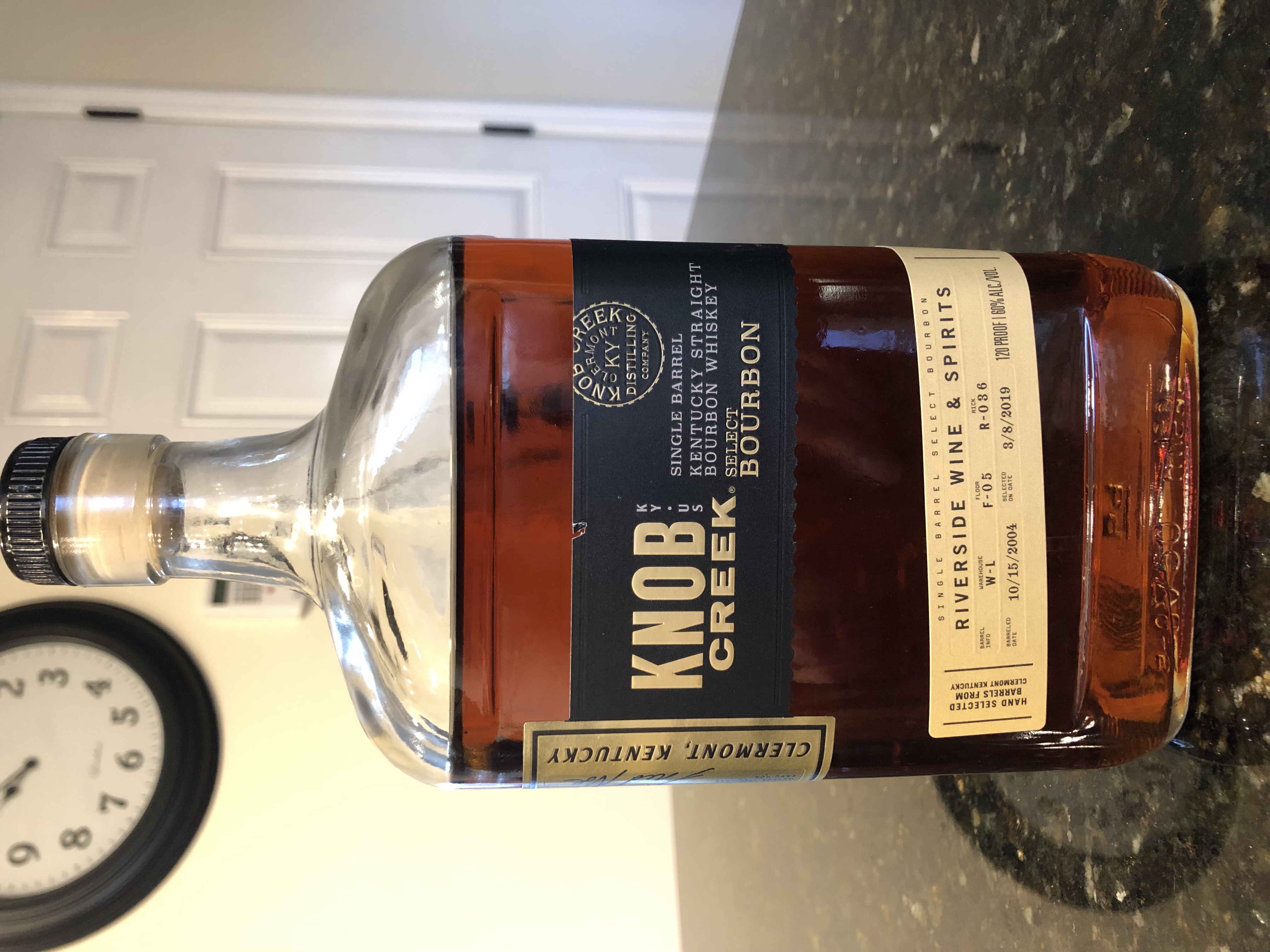 Knob Creek Single Barrel Select Bourbon W-L F-05 R-06 (Riverside Wine & Spirits)