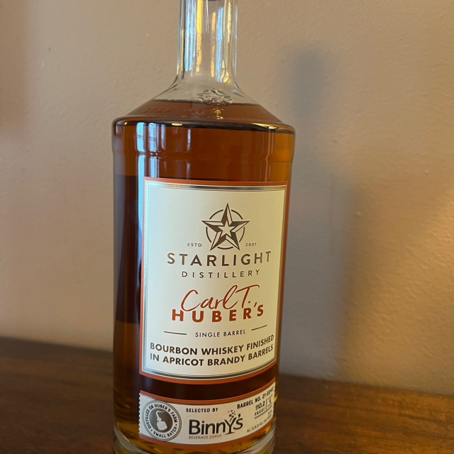 Starlight Distillery Bourbon Finished in Apricot Brandy Barrels Binny's Barrel Pick 21-2240