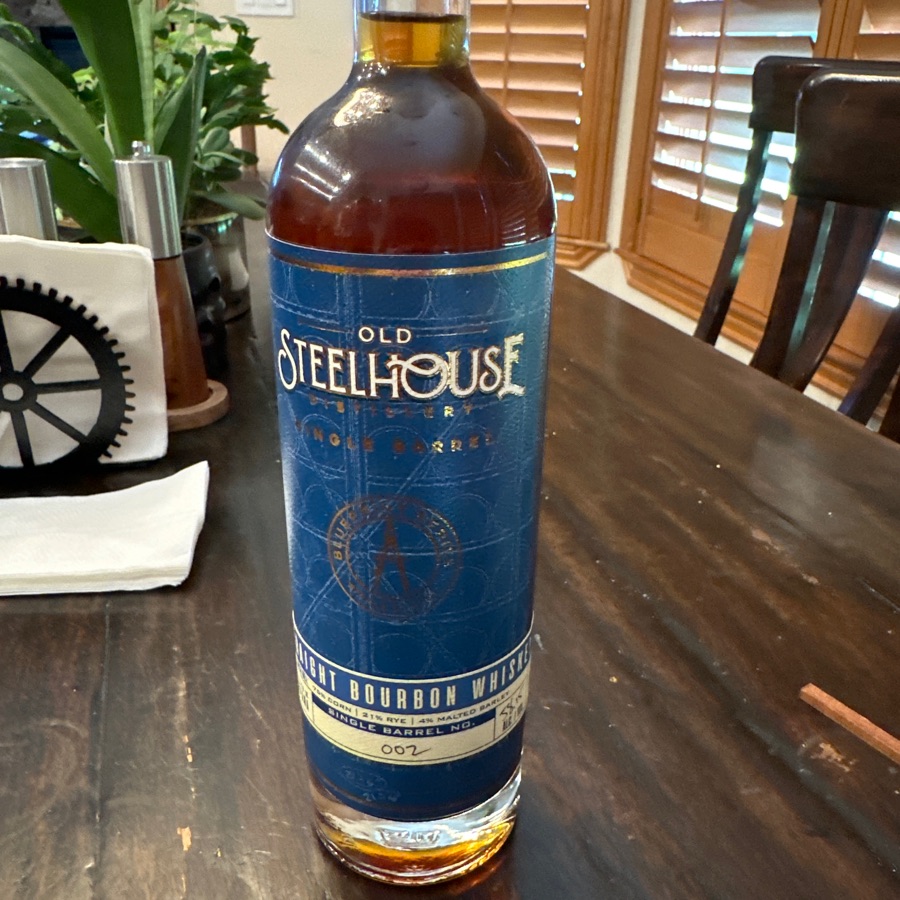 Old Steelhouse Distillery Single Barrel Straight Bourbon Whiskey