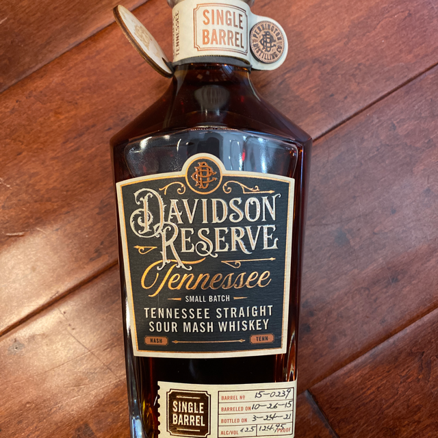 Davidson Reserve Single Barrel Tennessee Straight Sour Mash Whiskey