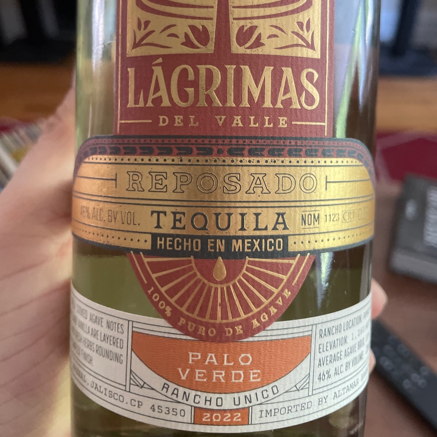 Lagrimas Del Valle Reposado Palo Verde 2022