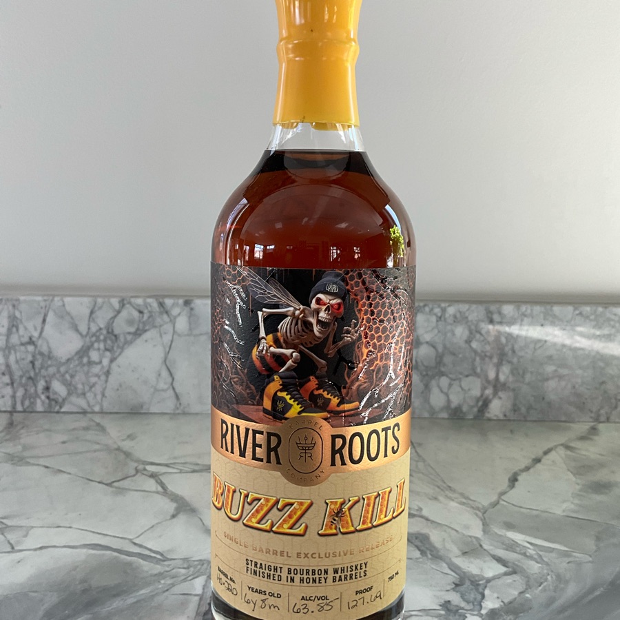River Roots Barrel Co "Buzz Kill" 6yr Single Barrel Bourbon finished in honey barrel