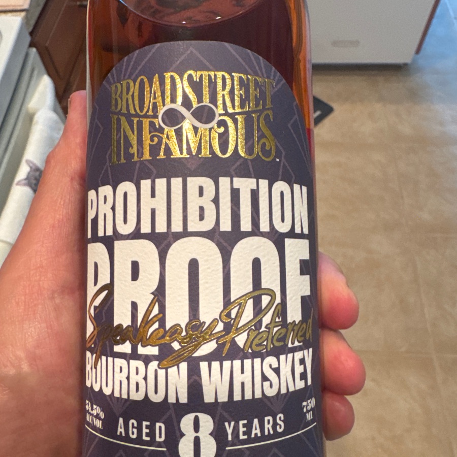 Broadstreet Infamous Prohibition Proof Sprakeast Preferred Bourbon Whiskey