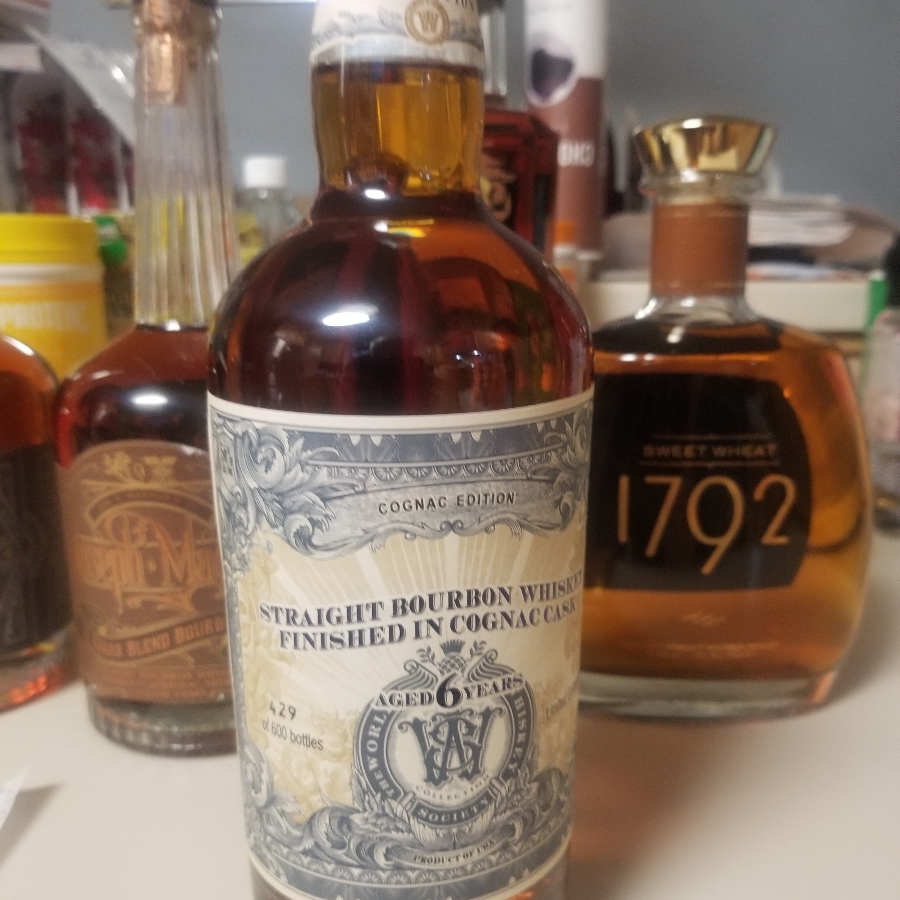World Whiskey Society straight bourbon whiskey 6 yr cognac finish