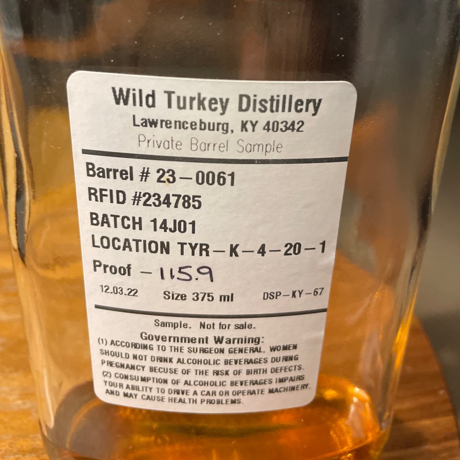 wild turkey private barrel sample