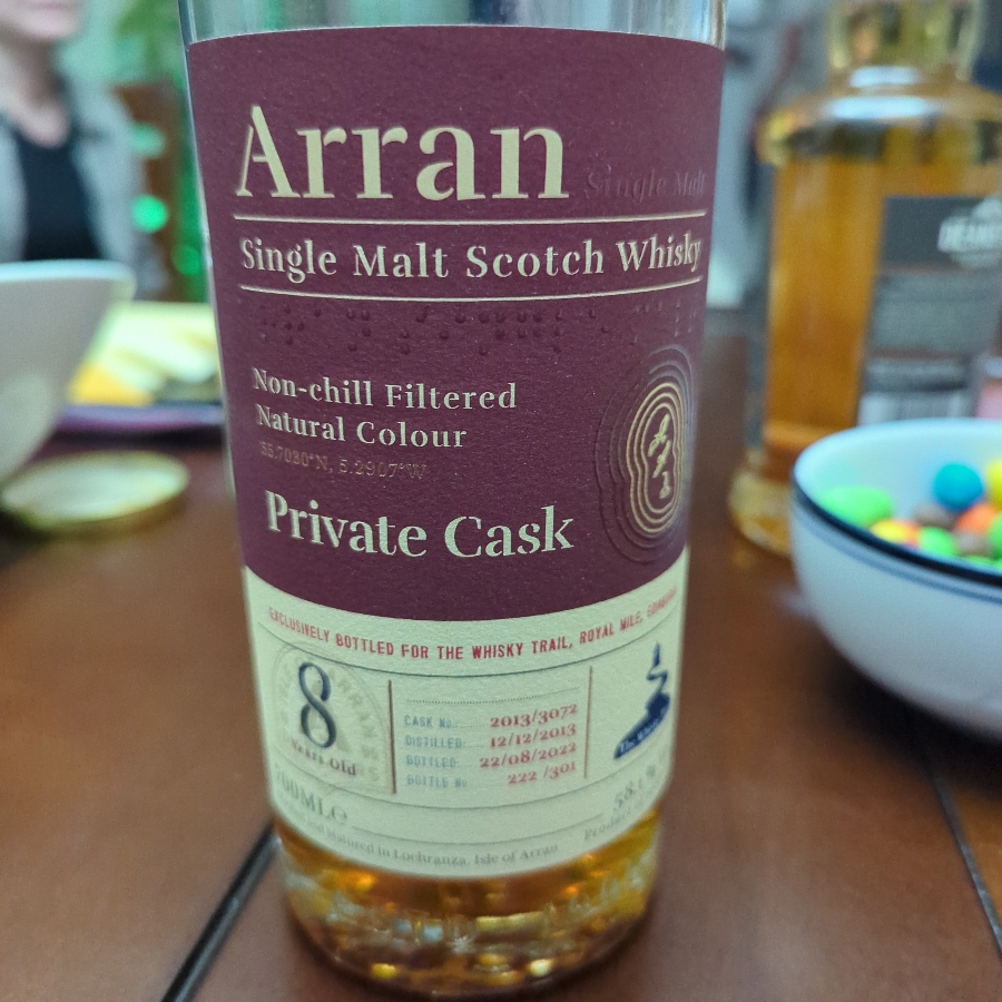 arran single malt 8 year whiskey trail private cask