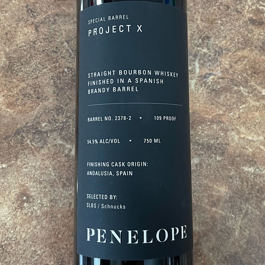 Penelope Project X Straight Bourbon Whiskey Finished In A Spanish Brandy Barrel - SLBS/Schnucks