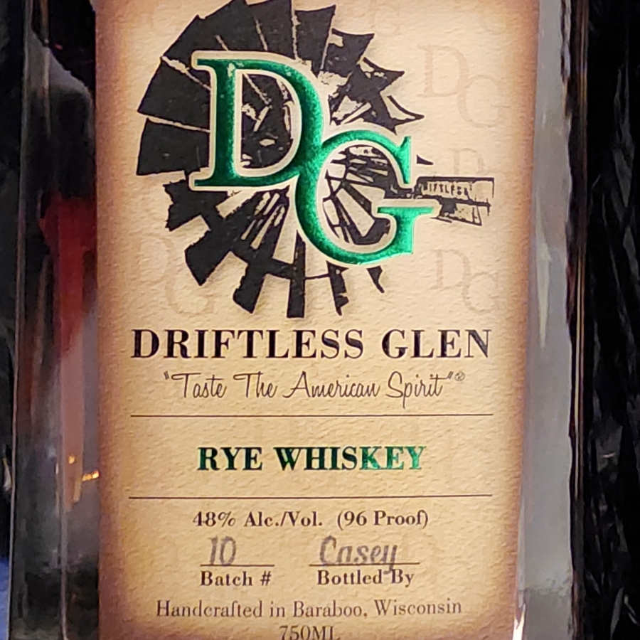 Driftless Glen  Rye Whiskey Batch# 10