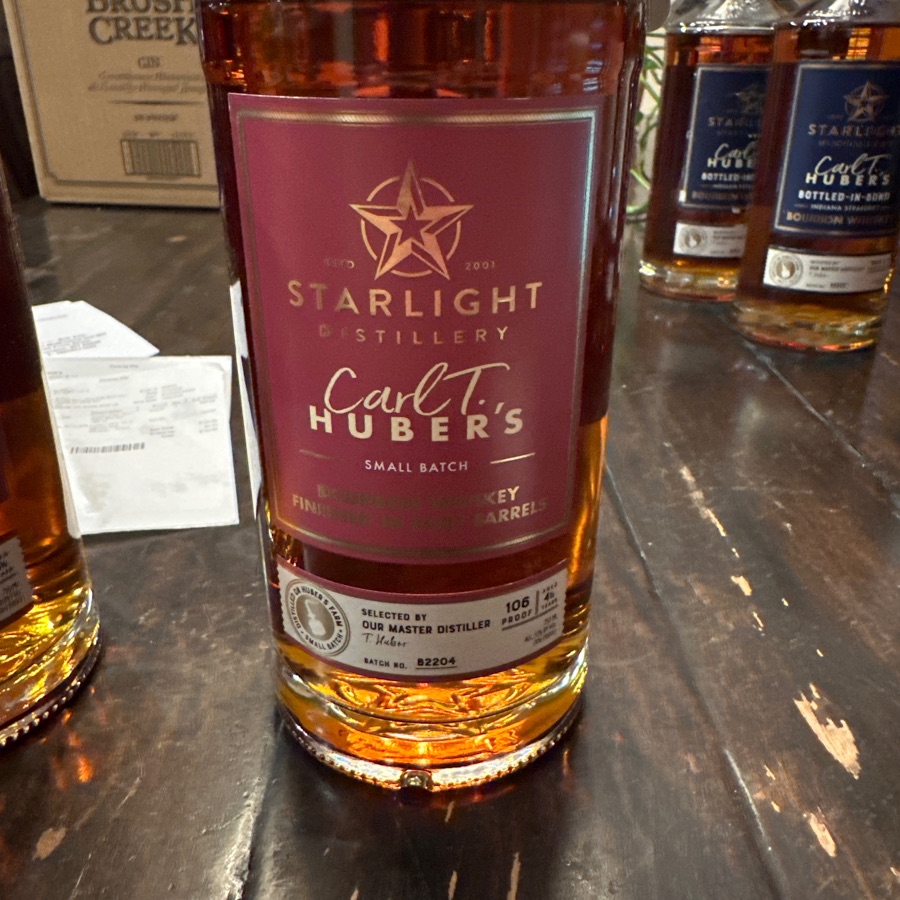 Starlight Distillery Carl T. Huber's Small Batch Bourbon Whiskey Finished in Port Barrels (batch B2204)