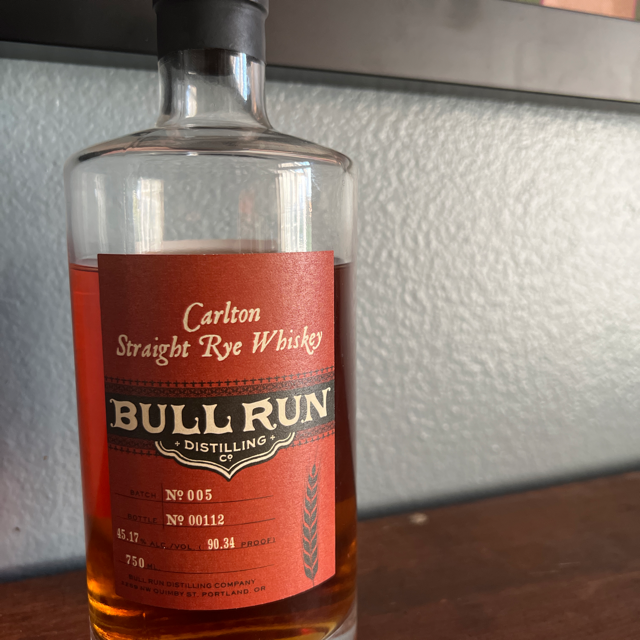 Bull Run Carlton Straight Rye Whiskey