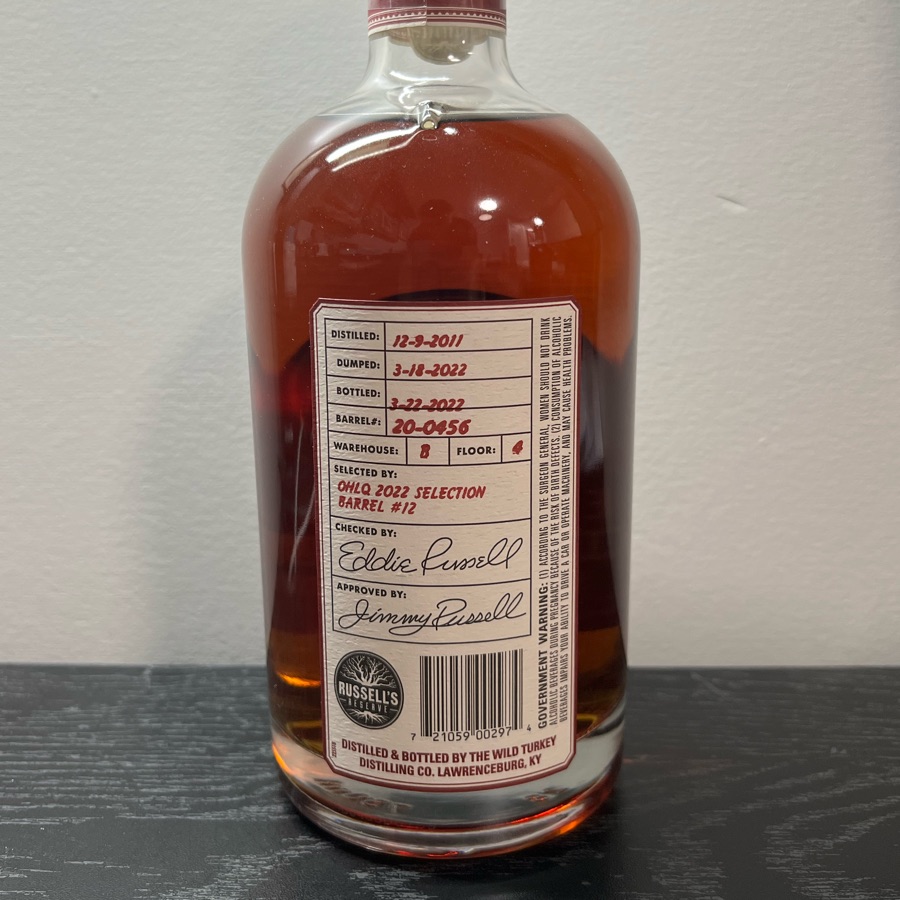 Russell's Reserve Single Barrel Private Barrel Selection: OHLQ Private Barrel #12