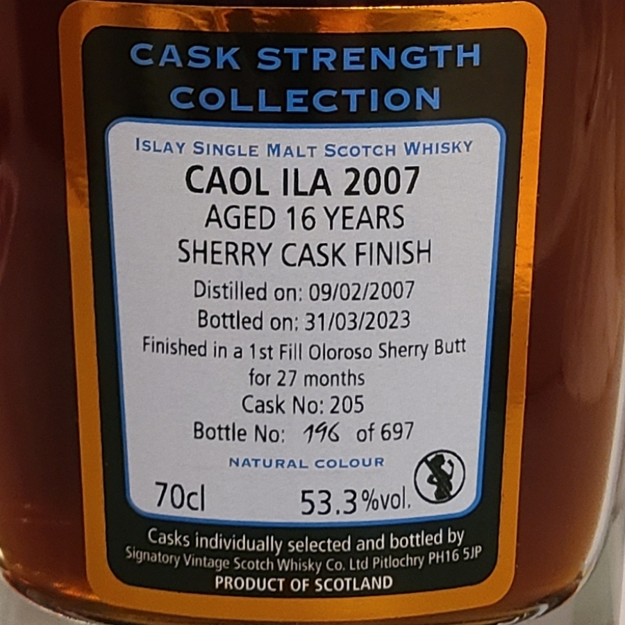 Caol Ila 2007 Sherry Cask Finish - Signatory Vintage 16 Year