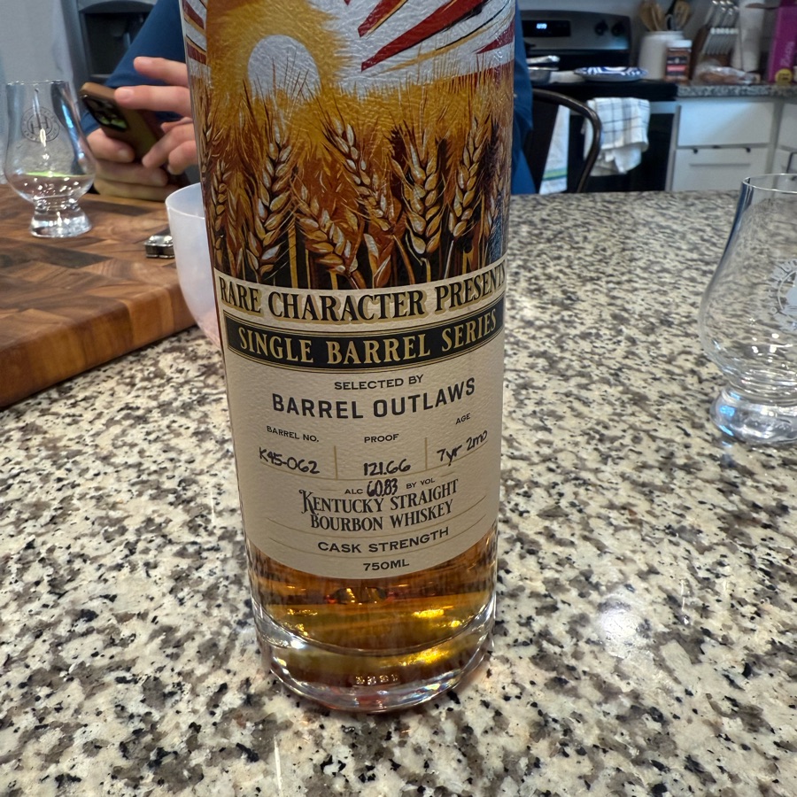 Rare Character Presents Single Barrel Series Kentucky Straight Bourbon Whiskey Cask Strength (Selected By Barrel Outlaws) Barrel No. K45-062
