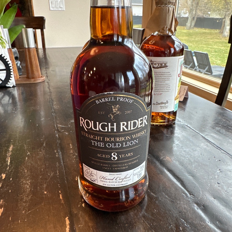 Rough Rider Barrel Proof Straight Bourbon Whiskey The Old Lion Aged 8 Years Single Barrel Distiller's Reserve