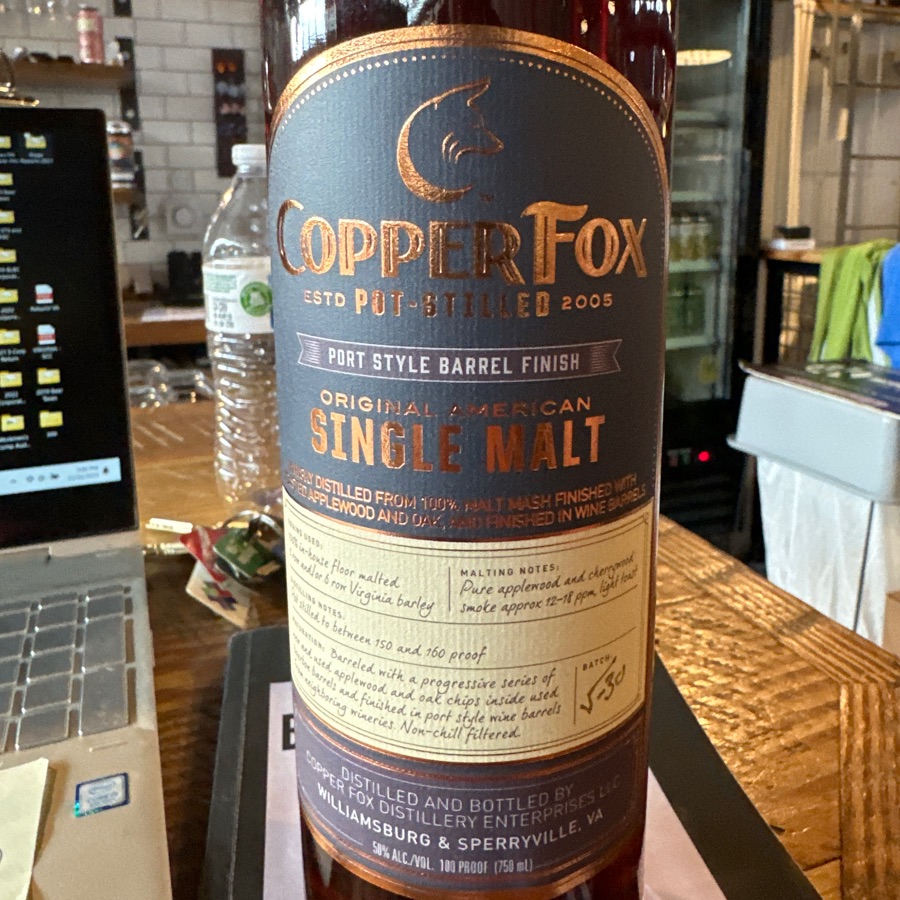 Copper Fox Original American Single Malt - Port Style Barrel Finish