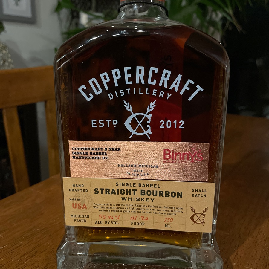 Coppercraft Distillery 9 Year Single Barrel Straight Bourbon Whiskey (Binnys 2023)