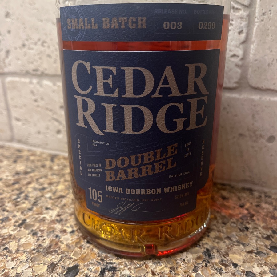 Cedar Ridge Double Barrel Iowa Bourbon Whiskey Small Batch #3