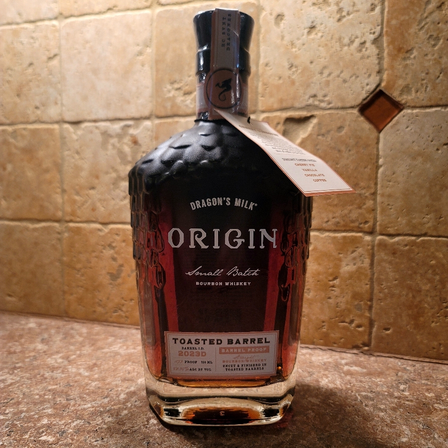 Dragon's Milk Origin Small Batch Bourbon Whiskey, Toasted Single Barrel, Barrel Proof Straight Bourbon Whisky, Barrel I.D. 2023D, Alias: "Cherry Turnover"