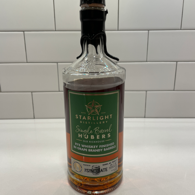 Starlight Single Barrel Huber's Old Rickhouse Rye Finished in Grape Brandy Barrels