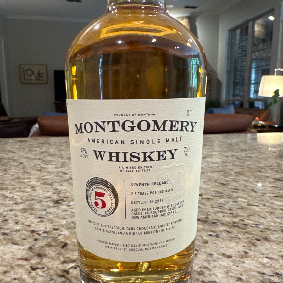 Montgomery, American single malt whiskey seven release 2 to 5 times pot distilled distilled in 2017