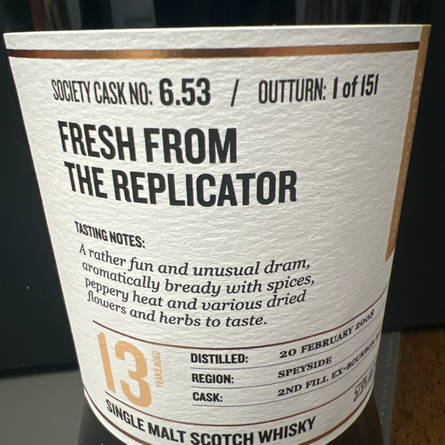 SMWS 6.53 ("Fresh From The Replicator")