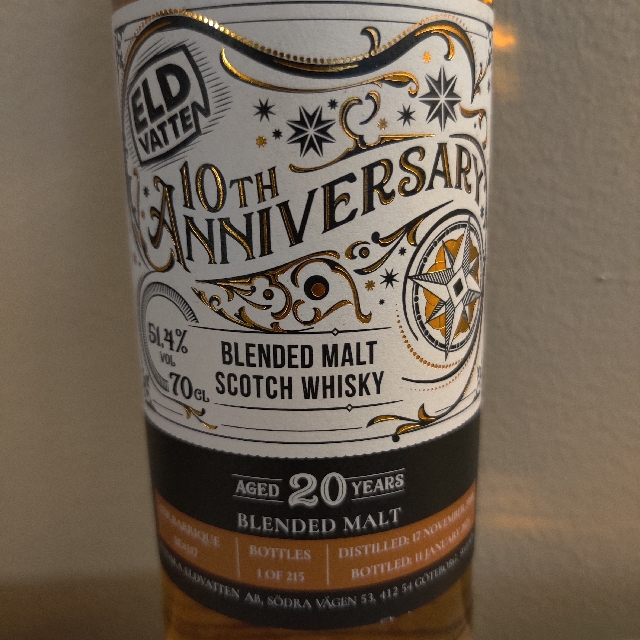 Eld Vatte 10th Anniversary Blended Malt Scotch Whisky Aged 20 Years