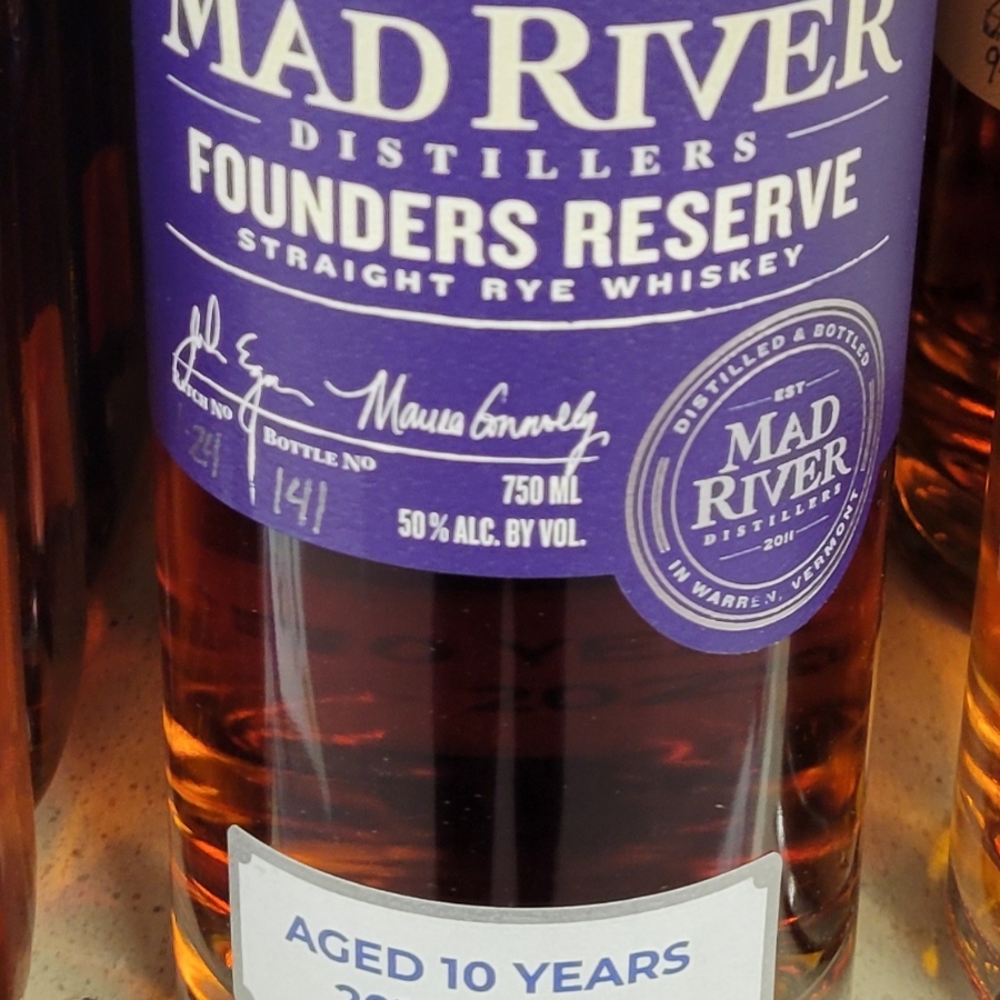 Mad River Founders Reserve Straight Rye Whiskey