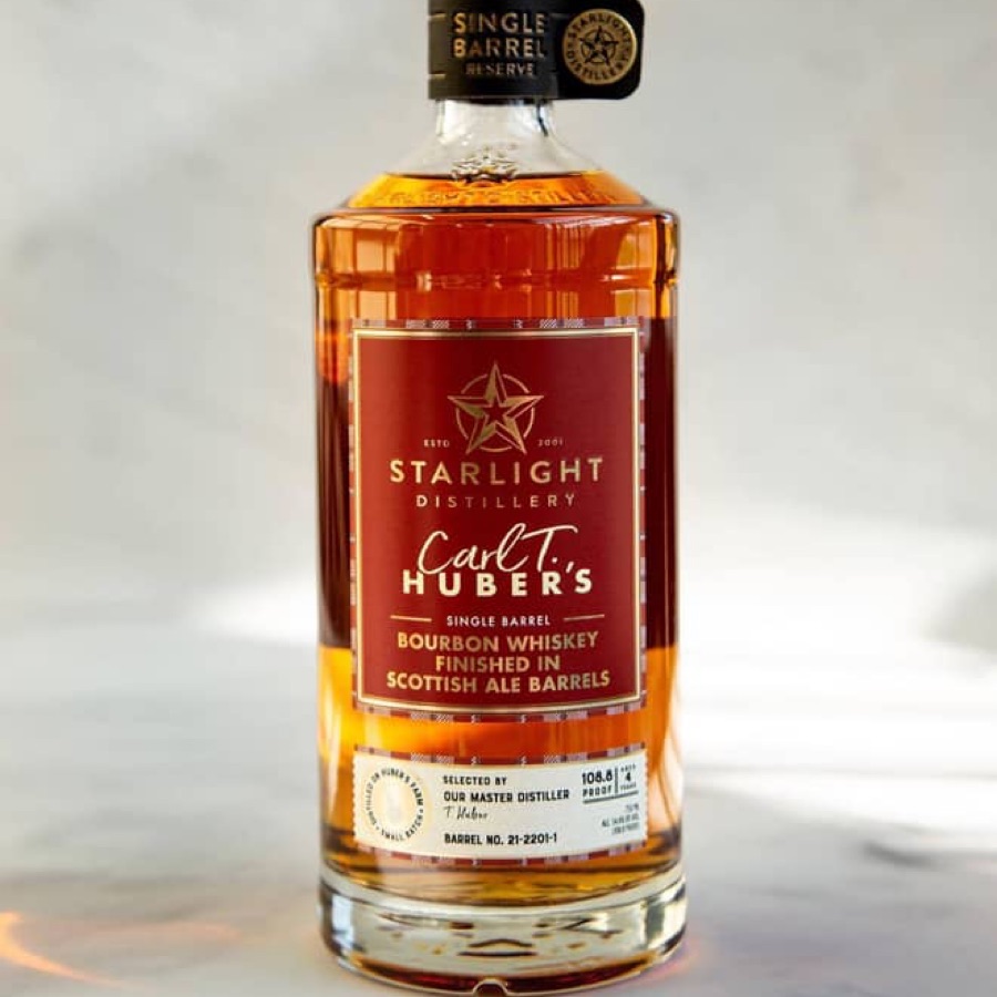 Starlight Distillery Carl T. Huber's Single Barrel Bourbon Whiskey Finished In Scottish Ale Barrels