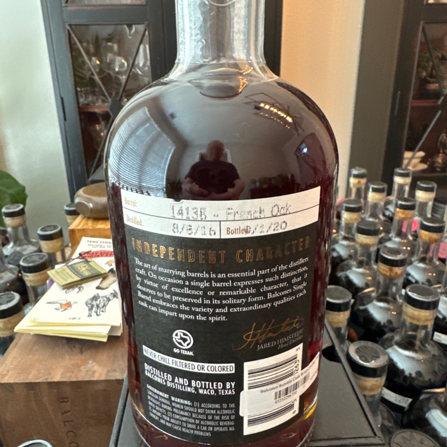 Balcones Rumble Cask Reserve - Total Wine Single Barrel #14136 - 9/1/20