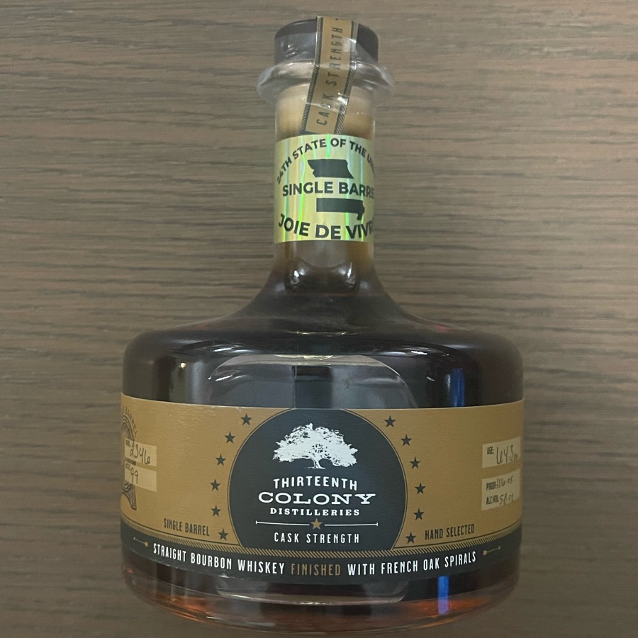 13th Colony Cask Strength Straight  Bourbon Whiskey Finished With French Oak Staves Single Barrel - 24th State Of The Union - Joie De Vivre
