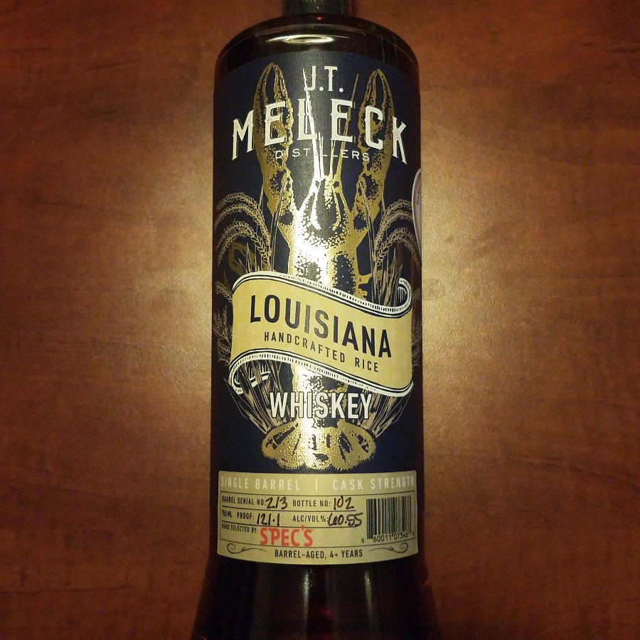 J.T. Meleck Louisiana Handcrafted Rice Whiskey Single Barrel Cask Strength Spec's