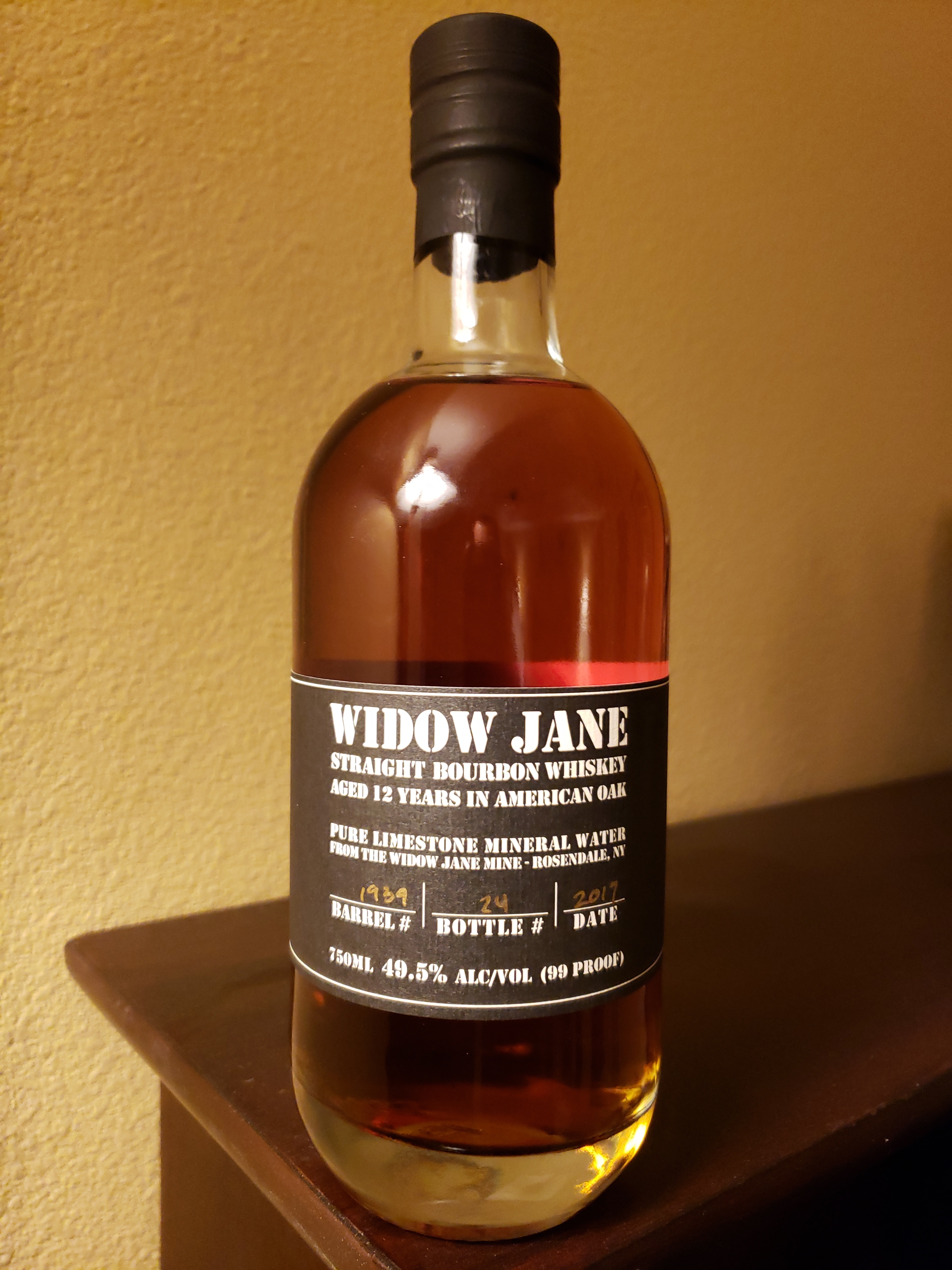 Widow Jane Single Barrel Straight Bourbon 12 Year 2017 Release (Barrel #1939)