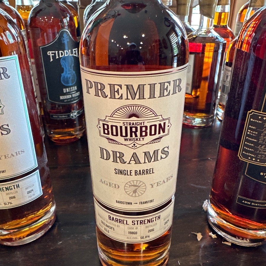 Premier Drams Straight Bourbon Whiskey Single Barrel Barrel Strength