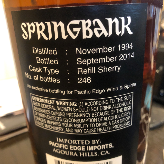 Springbank 19 Single cask refill sherry