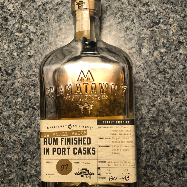 Manatawny Still Works Rum Finished in Port Barrels