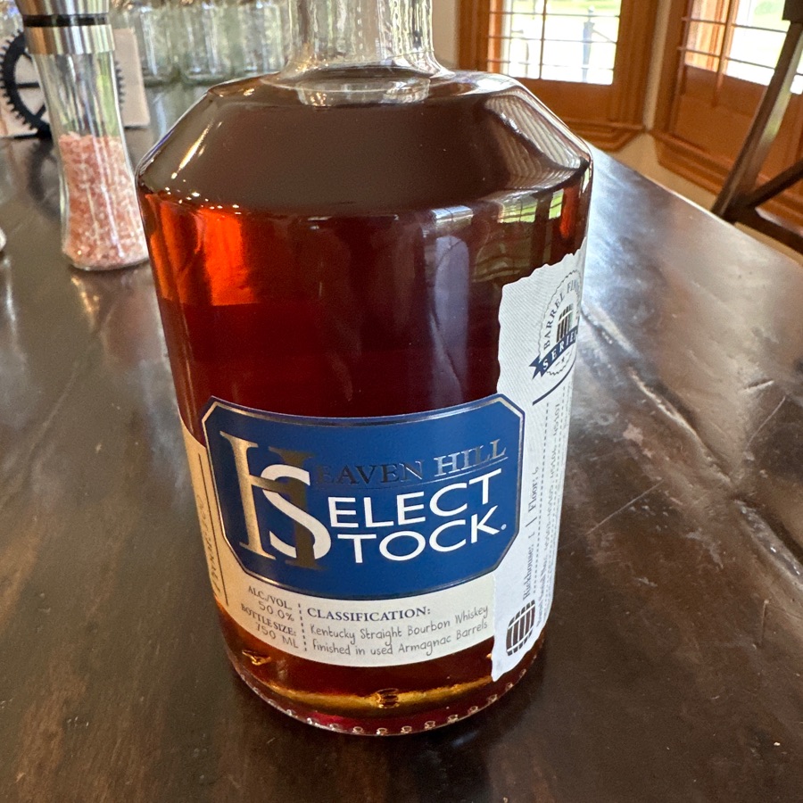 Heaven Hill Select Stock Barrel Finished Series Kentucky Straight Bourbon Whiskey finished in used Armagnac Barrels
