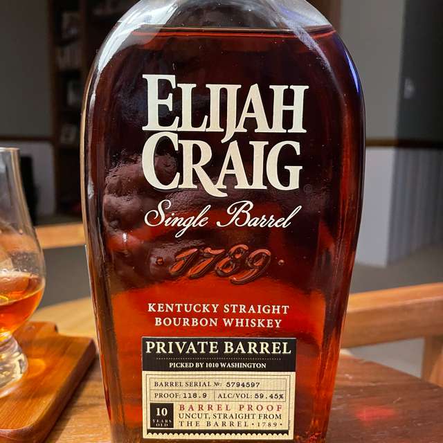 Elijah Craig barrel proof 2021 1010 Washington pick