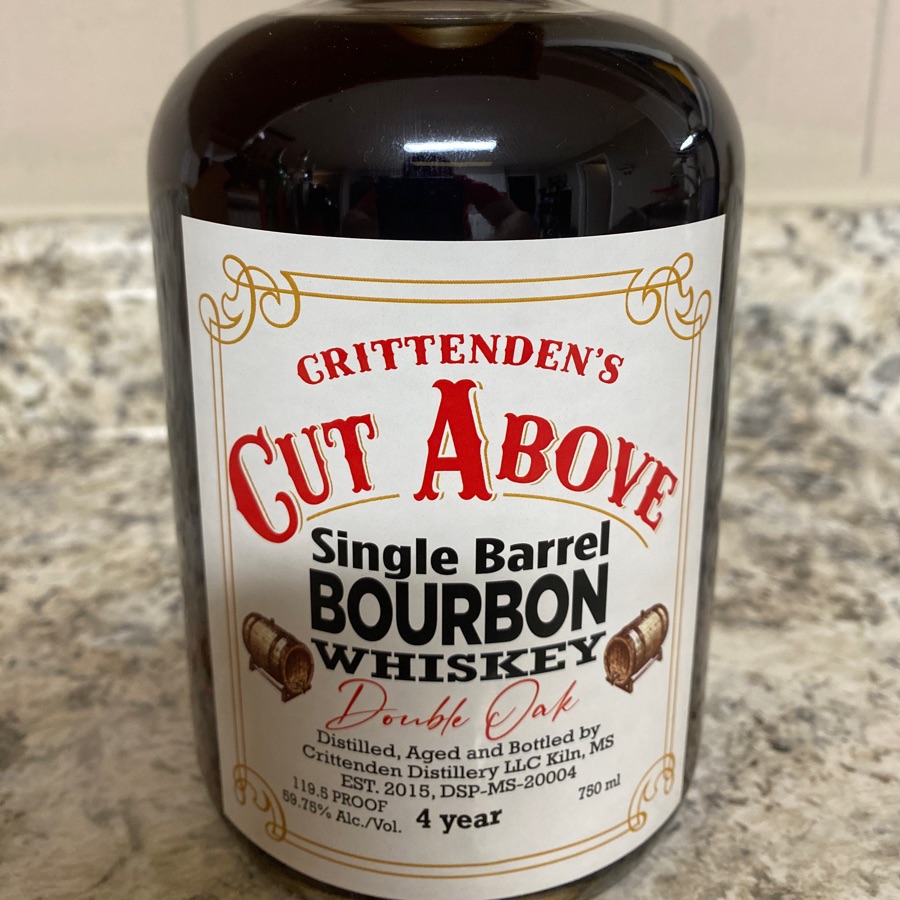 Crittenden's Cut Above Single Barrel Bourbon Whiskey Double Oak