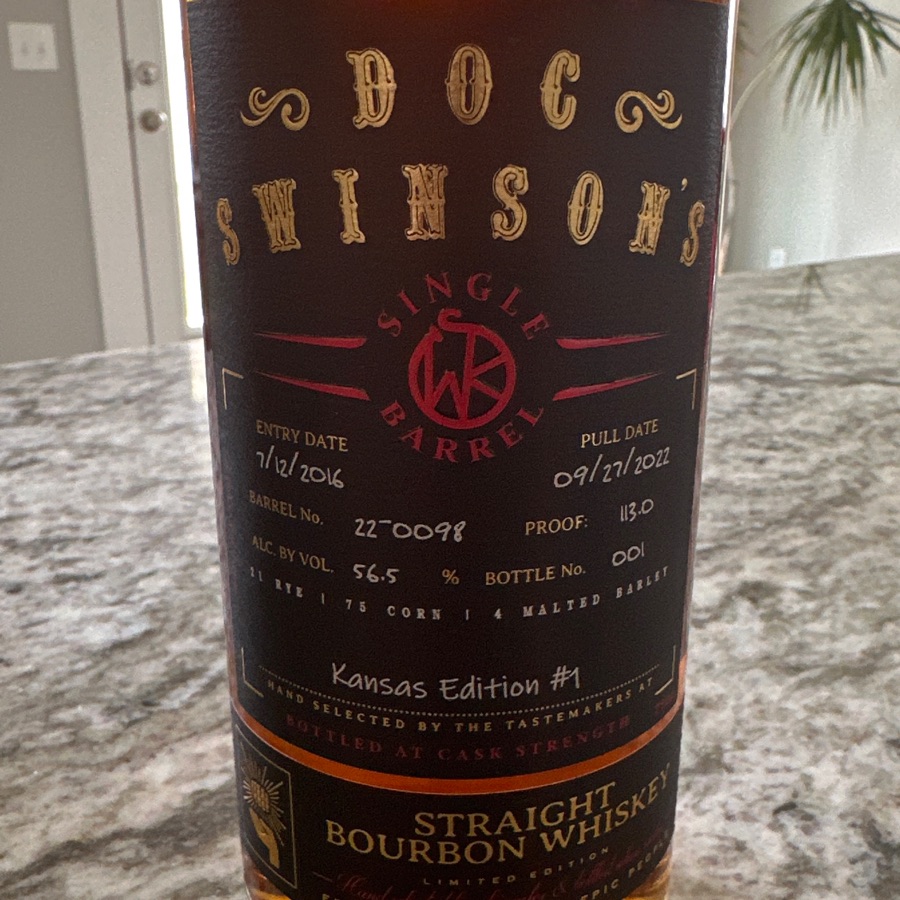 Doc Swinsom Single Barrell Kansas Edition