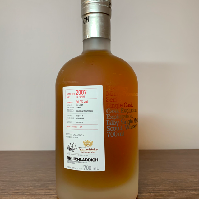 BRUICHLADDICH 2007 - BOURBON/SAUTERNES CASK - MICRO-PROVRNANCE SERIES
