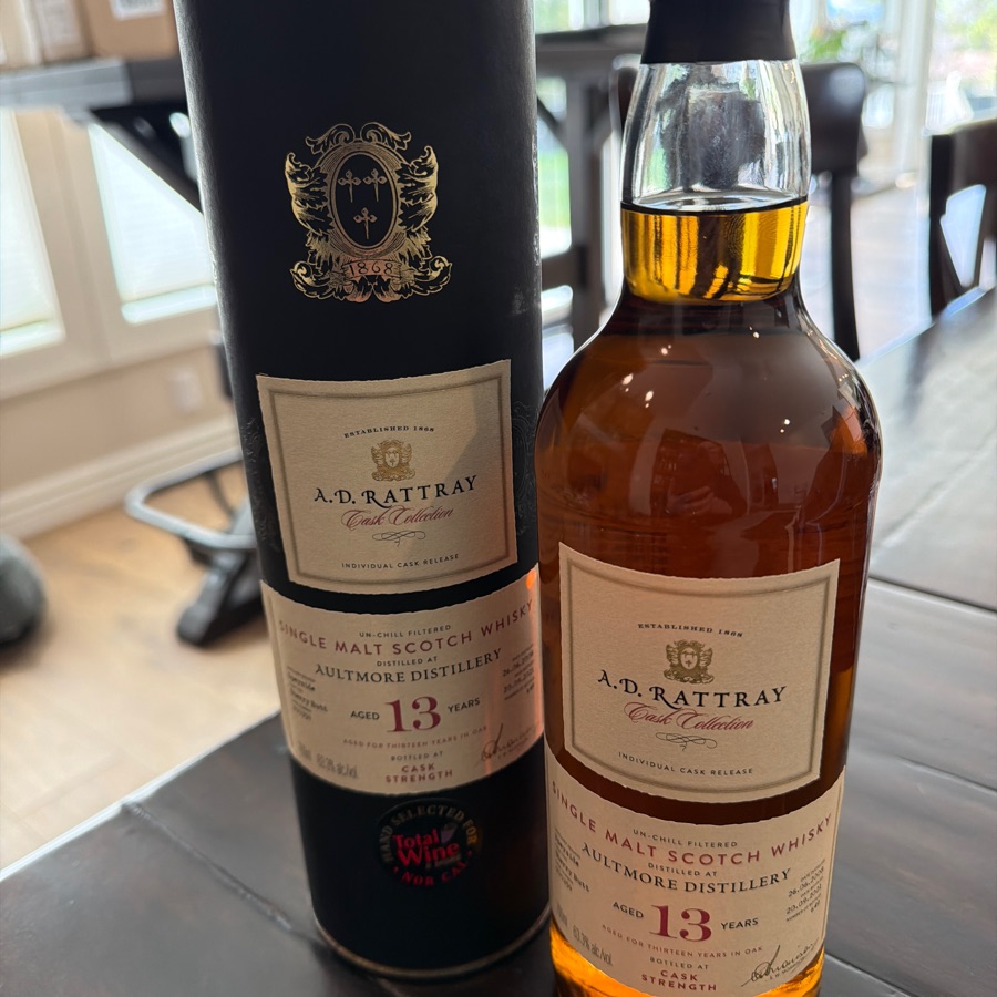 Aultmore Distillery Cask Strength Single Malt Scotch Whisky Aged 13 Years (A. D. Rattray Cask Collection)