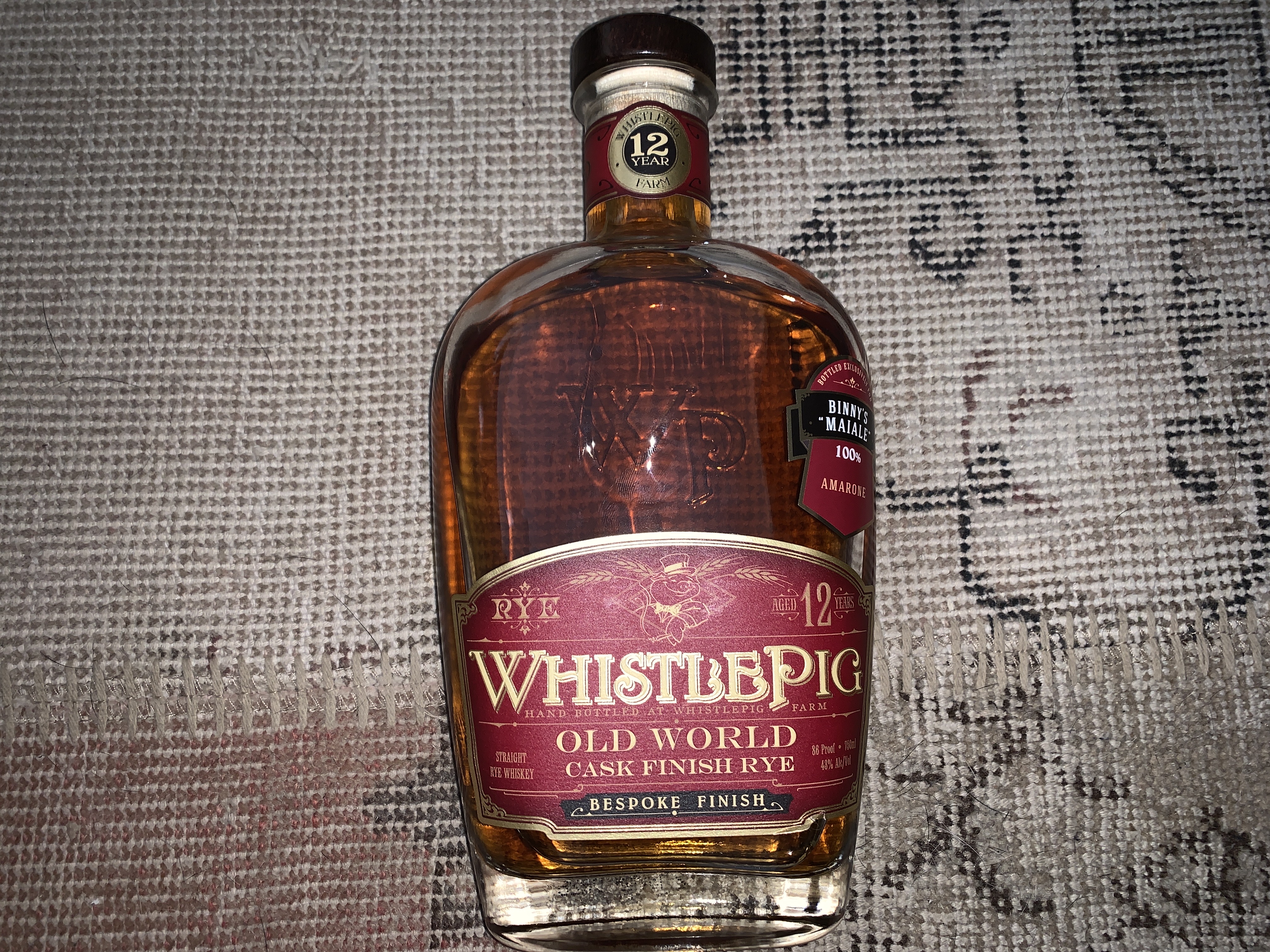 Whistlepig Old World Series Bespoke Finish Amarone 12 Year (Binny's "Maiale")