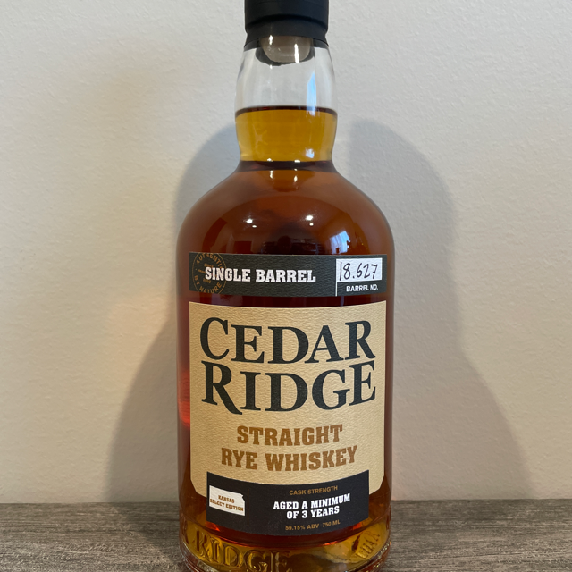 Cedar Ridge Straight Rye Whiskey Single Barrel (Kansas Select Edition)