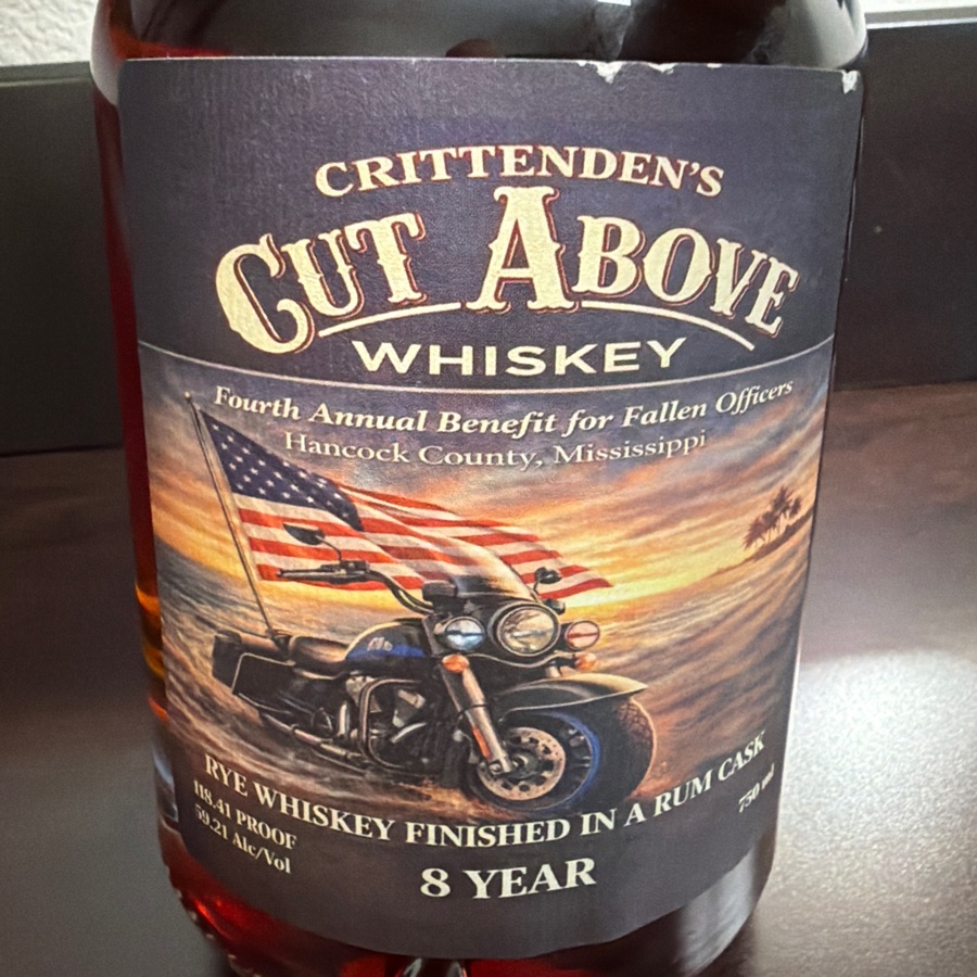 Cut Above Crittenden's Rye Whiskey (finished in rum cask) 8 year
