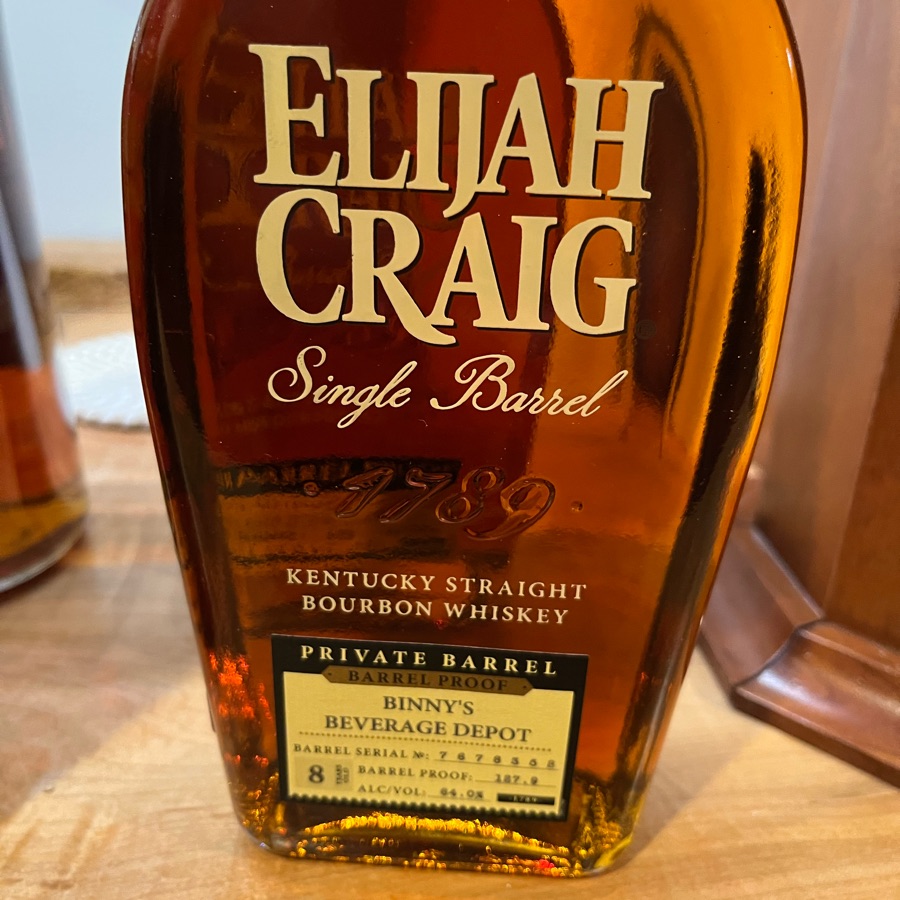 Elijah Craig Barrel Proof Binny's Pick