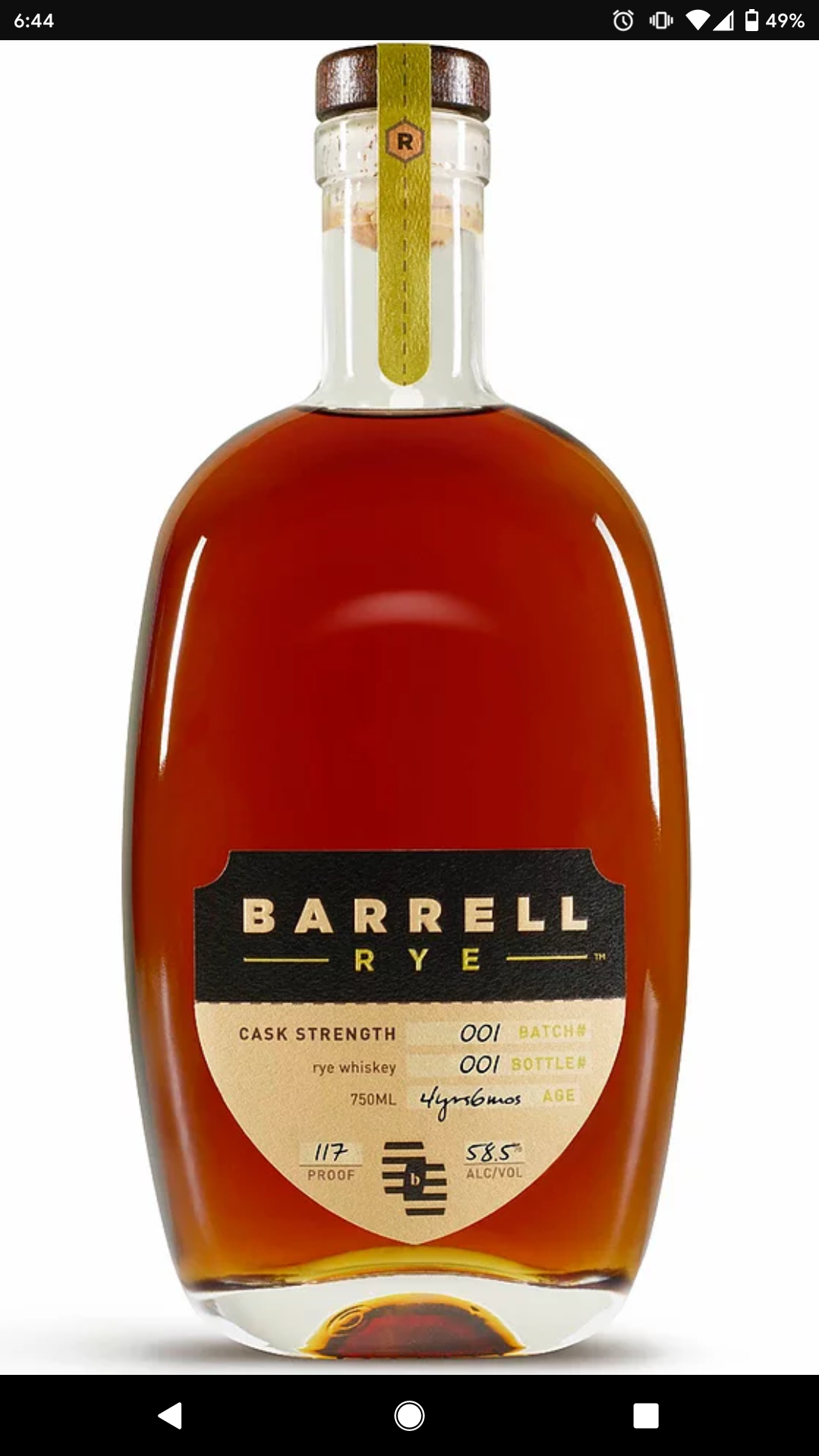 Barrell Rye Batch 001