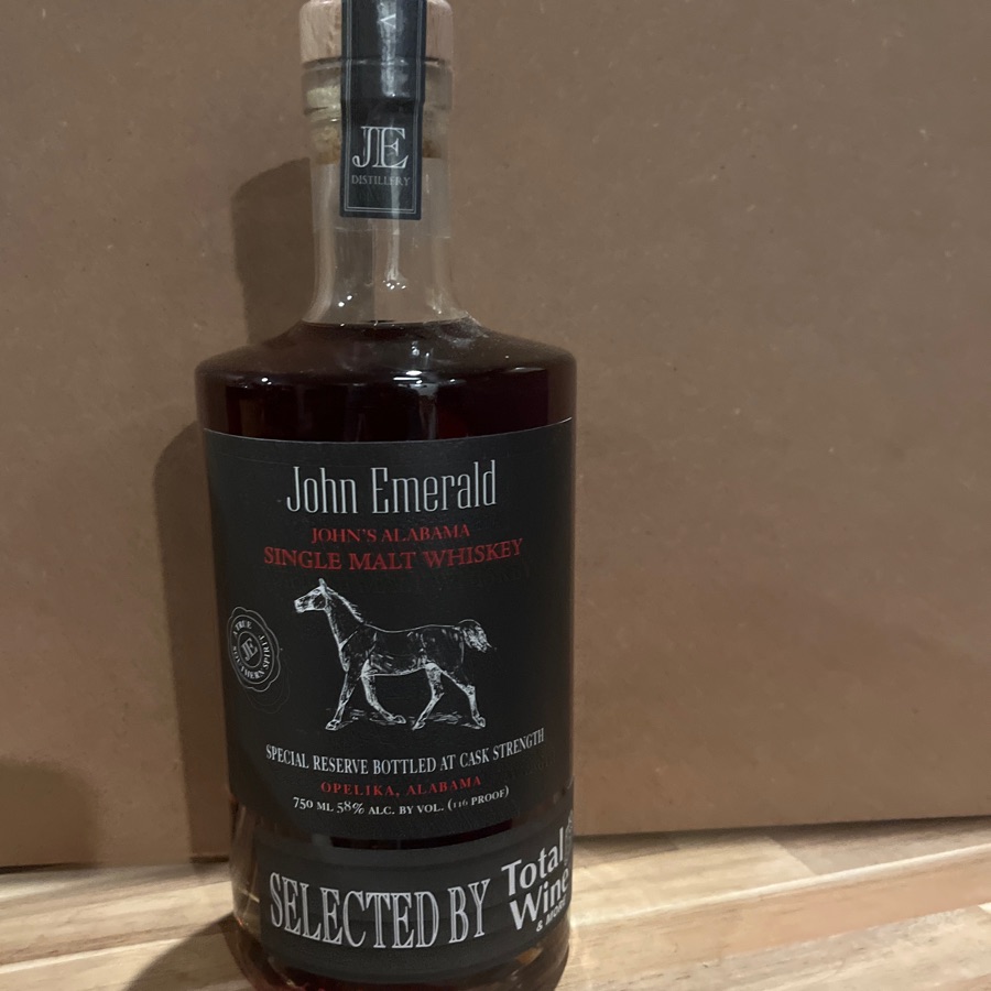 John's Single Malt Alabama Whiskey Special Reserve Bottled at cask strength